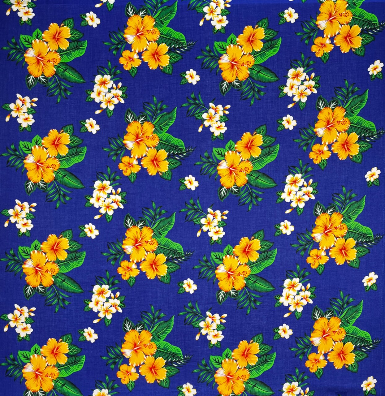 1 Yard Hibiscus Plumeria Tropical Leaves Cluster Rayon Fabric